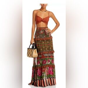 FARM RIO • Ainika Floral Garden Tiered Maxi Skirt • NWT • Size M